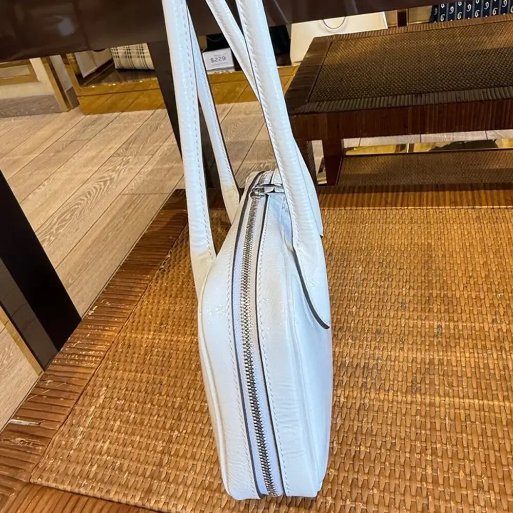 Tory Burch Rory Novelty Crinkle Box Satchel 180664 $450 Cirrus Cloud